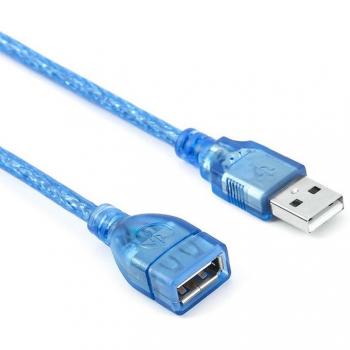 USB 2.0 Männlich zu Weiblich Verlängerungskabel 0.3/0.5/1/1.5/3/5/10 Meter Kupfer transparent blau