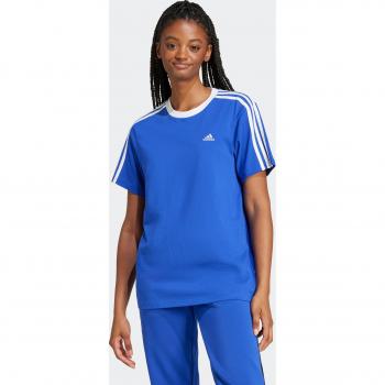 Adidas T-shirt Donna Essentials 3 Stripes Semi Lucido Blu e Bianco S