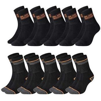 Black+Decker Unisex Work Socken Heavy Fabric Crew 10er Pack