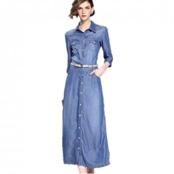 European & U.S. Shishang Blue Summer Gown