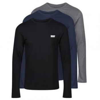 DKNY Mens Warrior 3 Pack Navy Long Sleeve Tee – Regular (36)