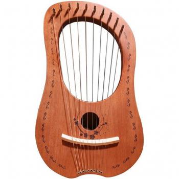 Mahogany Engraved Lyre Harp