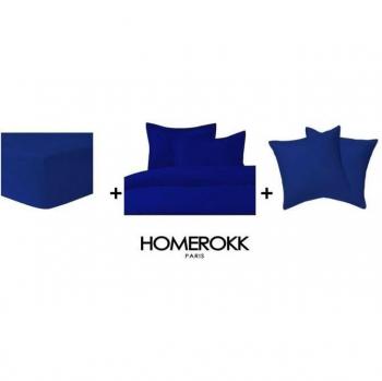 Ensemble décoratif bleu marine – Couette 220 × 240 cm + 2 taies 65 × 65 cm + drap housse 140 × 190 