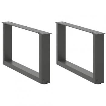Pieds de table basse U en métal anthracite 2 pcs 70x(30-31) cm