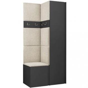 Arredo Corridoio Hartford 348 Grafite 186x82x44 cm Truciolare Laminato Arazzo Montaggio a Parete Da Terra