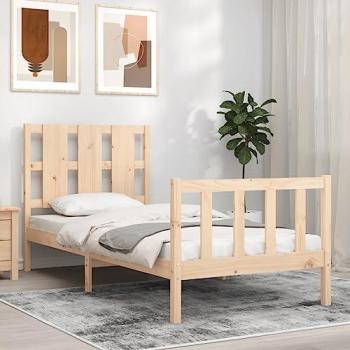 VidaXL Small Single Solid Wood Pine Bed Frame without Mattress