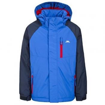 Trespass Lomont Outdoorjacke Blau 7/8, warm, wasserdicht, mit abnehmbarer Kapuze für Jungen