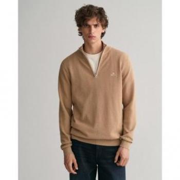 Beiger Gant Pullover mit 1/2-Reißverschluss