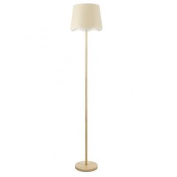 Heather Light Wood Floor Lamp with White Scallop Trim