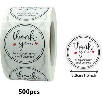 500pcs 3.8cm/1.5inch Thank You Packaging Stickers