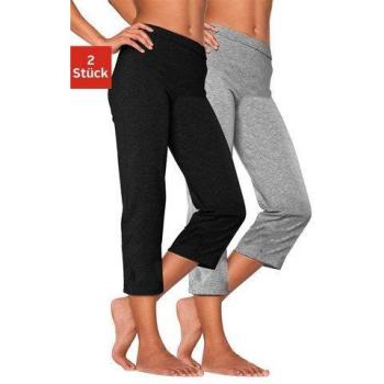 Damen Caprihose VIVANCE ACTIVE, 1x schwarz, 1x grau meliert, Größe 56/58