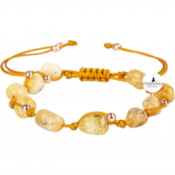 Arma di legno macramè con pietra Tiger Eye giallo 16-17 cm