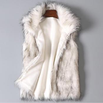 Fausse fourrure + laine : Gilet festif noir – 3XL