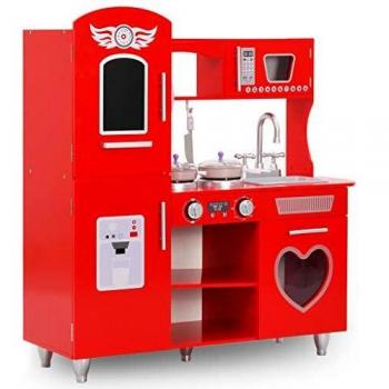 Cozinha de Brincar MDF Vermelha 84x31x89 cm para Crianças