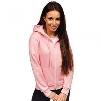 BOLF Sweat-Shirt Femme Capuche Zippé Rose L