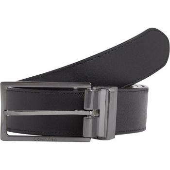 Cinturón de hombre Calvin Klein negro y marrón con hebilla metálica