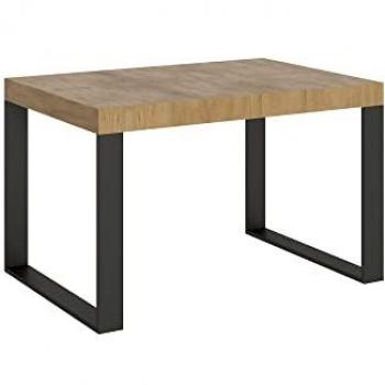 Table Tiroz extensible 4–10 personnes, dimensions 130 cm–234 cm, bois clair et pieds métalliques anthracite
