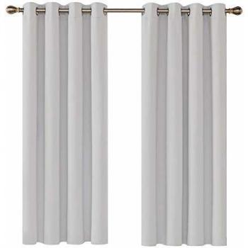 Deconovo Ösenvorhang blickdicht 180x140 cm Grau Weiß 2er Set