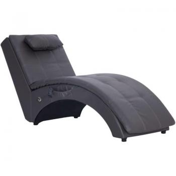 Séjour Zen Méridienne Chaise Longue, Massage + Oreiller PVC Gris (DEC026132)