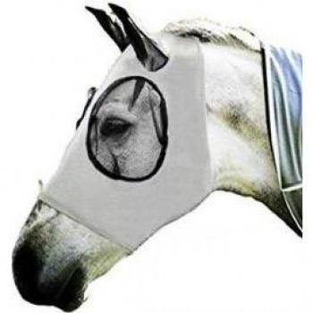 Masque de cheval anti-mouches avec oreilles, élastique 83-125 cm, protection solaire et UV, couleurs bleu, rose, noir