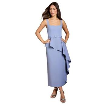 Coast Women’s Belted Crepe Ruffle Skirt Dress, Slate Blue, Size 14