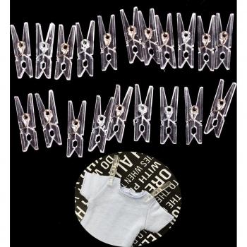 20pcs Mini Clear Clothes Pegs for Crafting