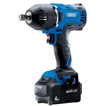 Draper D20 20V Brushless Mid-Torque Impact Wrench, 1/2, 400Nm, includes 2 x 4.0Ah Batteries and 1 x Charger