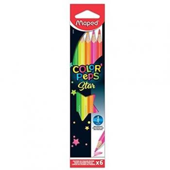 MAPED Set de 6 Crayons de Couleur Color'peps Fluo