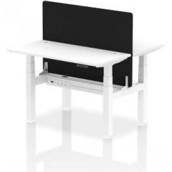 Air B2B 1200×600mm Height‑Adjustable Dual‑Seat Desk – CP White/White + Screen