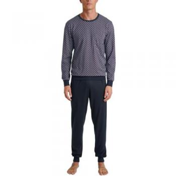 Herren Baumwolle Bündchen Pyjama Relax Imprint 2-tlg