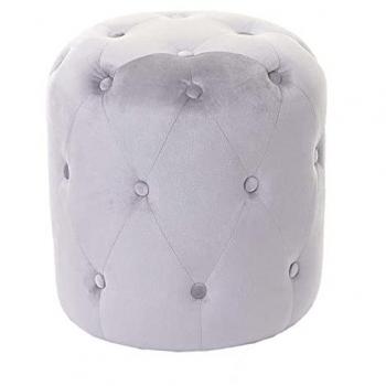 Tabouret pouf gris clair 42 × 39 cm – Collection Velours