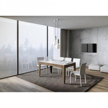 Cico Mix Tavolo Allungabile 90x160/220 cm – Piano Bianco Frassino con Base in Noce