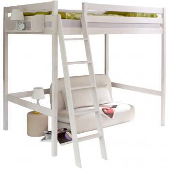TiCAA Matratzenhochbett „Matthias 140“ – Kiefer Weiß