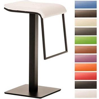 Tabouret de bar haut‑dégradé en tissu noir, pieds en métal – Blanc