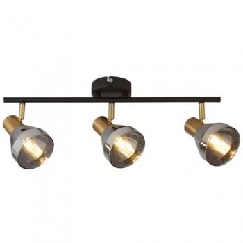 DAMIAN Lichtstrahl – Deckenlampen, Schwarz/Rauchgrau, Messing matt, 3‑Flammen, E14 Glas (ohne Leuchtmittel)