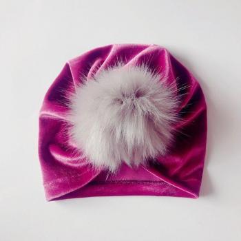 Fur Ball Beanie Hat for Newborns