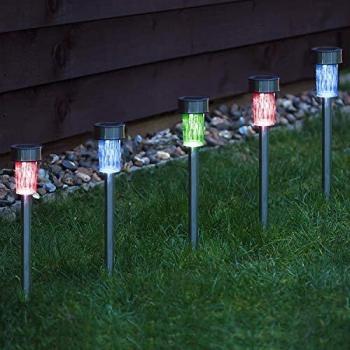 CUQOO 10 x Color Changing Solar Garden Stake Lights