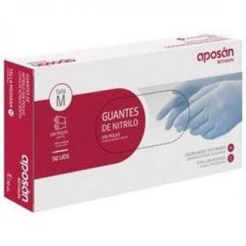 Aposan Guantes de Nitrilo sin polvo azul talla M 50 unidades
