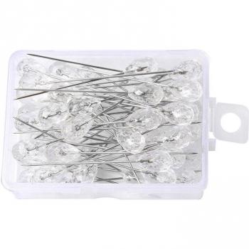 Floral Bouquet Pins with Crystal Heads, 50/100PCS in Plastic Case