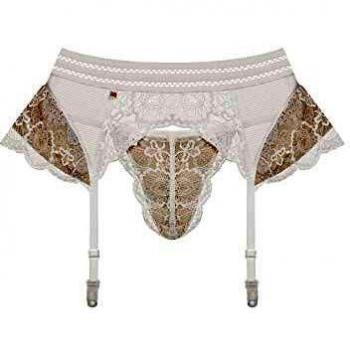 Obsessive 853-GAR Strumpfhalter und Tanga, Weiß (L)