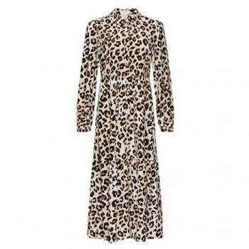 S.Oliver Langes Viskosekleid mit Volants und Leo-Muster