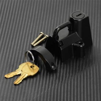 Motorcycle Handlebar Helmet Lock Shelf w/2 Keys for Harley 7/8 to 1-1/4 Chrome/Black