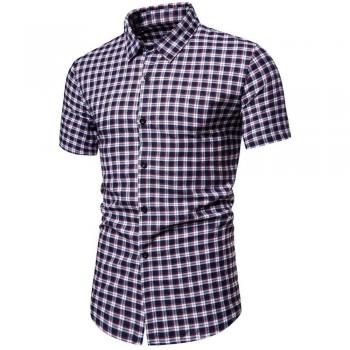 Losse Pasvorm Heren Shirt met Turn-Down Kraag en Ruitpatroon