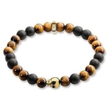 Thomas Sabo Bracciale Skull con Eliotropio e Occhio di Tigre (Diaspro) – 17 cm