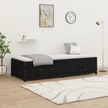 VidaXL Day Bed Black 75x190 cm Small Single Solid Wood Pine