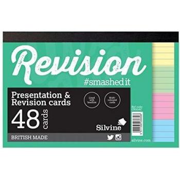 Silvine Assorted Colours Revision Card Pad with 48 Sheets