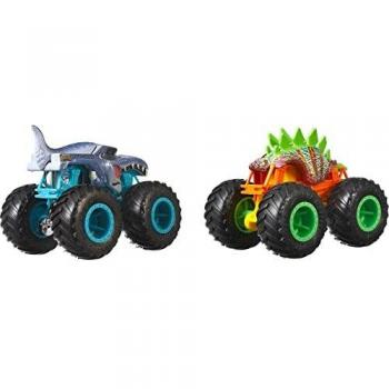 Hot Wheels Camiones Monstruo Paquete de Dinosaurios 2 coches de juguete escala 1:64 (Mattel HHY43)
