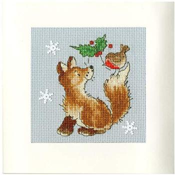 Bothy Threads XMAS29 Grußkarten-Kreuzstichset (10×10 cm) – Weihnachtsfreunde