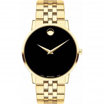 Movado Zwart-Hijde Armband + Horloge Kasten Set