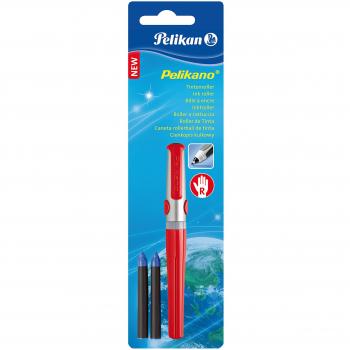 Roter Pelikano R480 Tintenroller, Pelikan 972430 mit 2 KM Blaupatronen